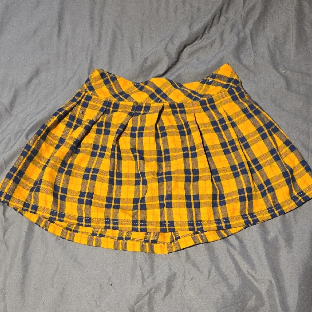 Yellow Plaid Kids Skort